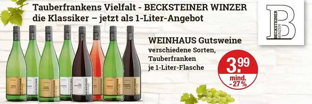 Tauberfrankens Vielfält - BECKSTEINER WINZER die Klassiker – jetzt als 1-Liter-Angebot