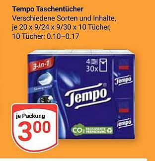 Tempo Taschentücher - Verschiedene Sorten und Inhalte
