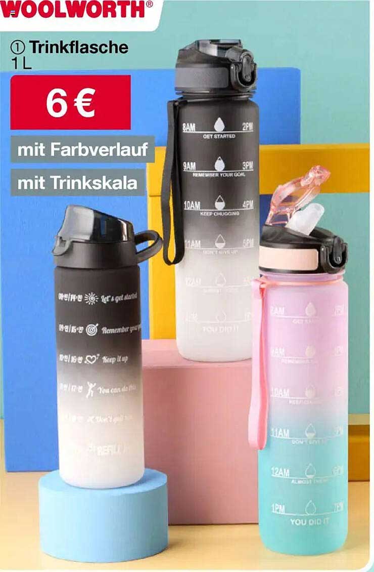 Trinkflasche 1 L mit Farbverlauf und Trinkskala