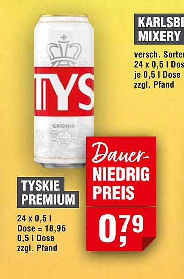 Tyskie Premium 0,5 L Dose 24-Pack
