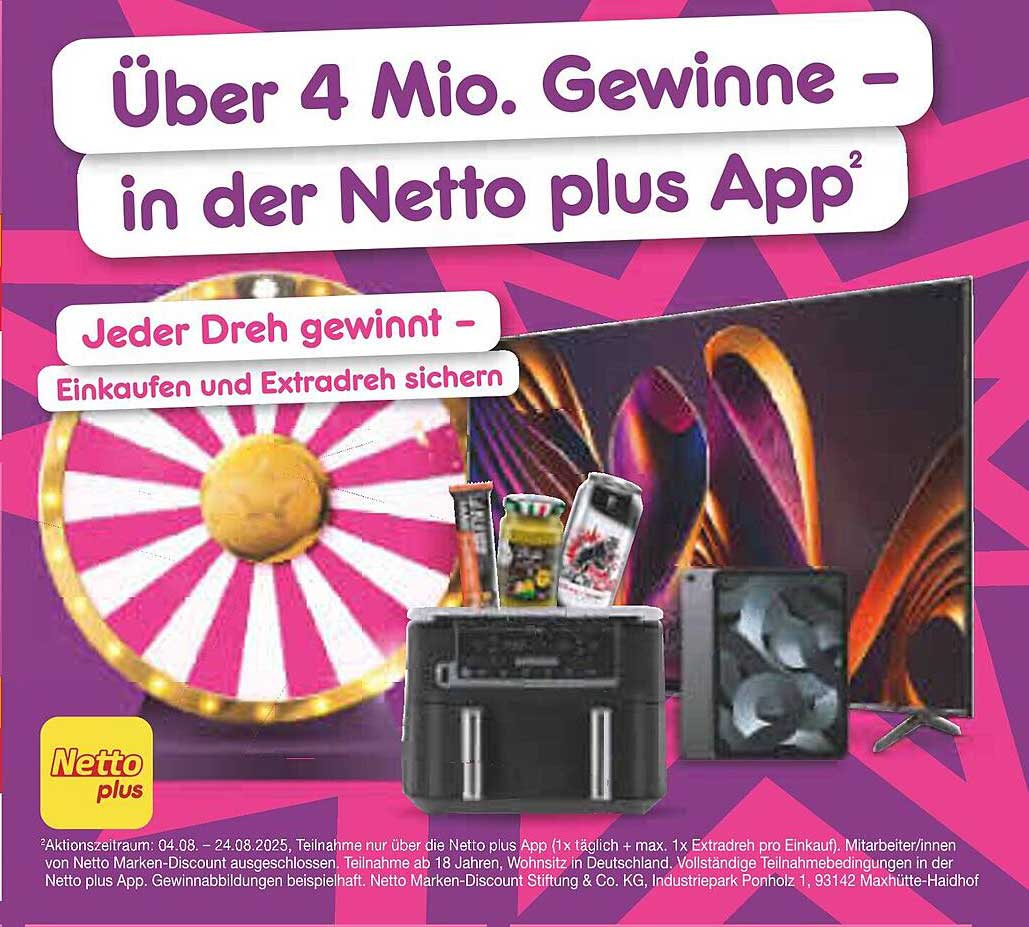 Über 4 Mio. Gewinne – in der Netto plus App