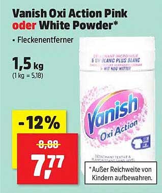 Vanish Oxi Action Pink oder White Powder - Fleckenentferner 1,5 kg