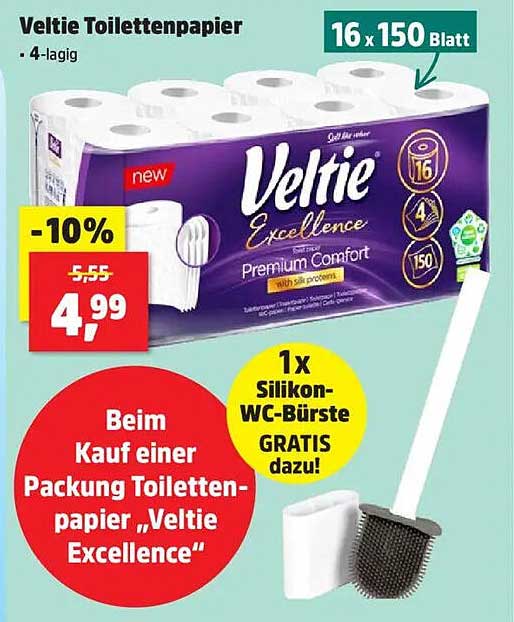 Veltie Toilettenpapier 16 x 150 Blatt - 4-lagig