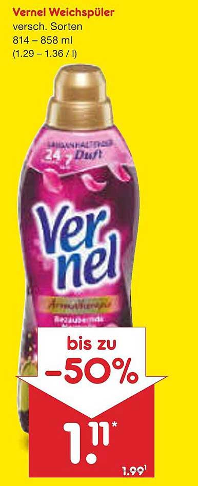 Vernel Weichspüler verschiedene Sorten 814 – 858 ml