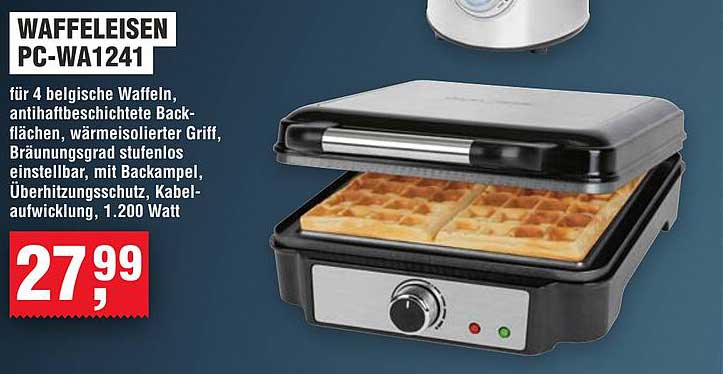 Waffeleisen PC-WA1241 für 4 belgische Waffeln