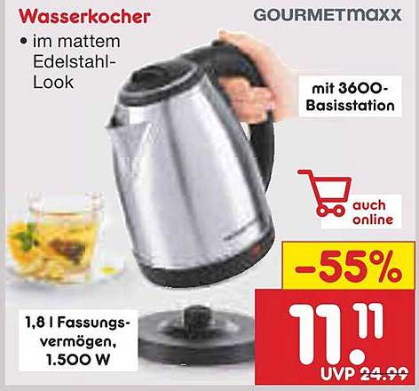 Wasserkocher im mattem Edelstahl-Look