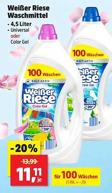 Weißer Riese Waschmittel 4,5 Liter – Universal oder Color Gel