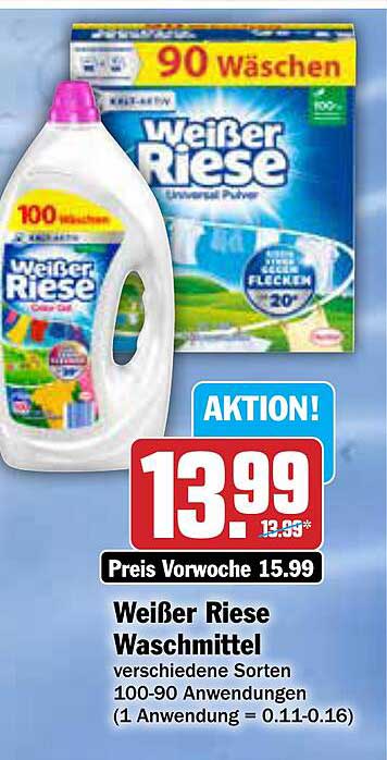 Weißer Riese Waschmittel - verschiedene Sorten (100-90 Anwendungen)