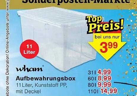 wham Aufbewahrungsbox 11 Liter, Kunststoff PP, mit Deckel