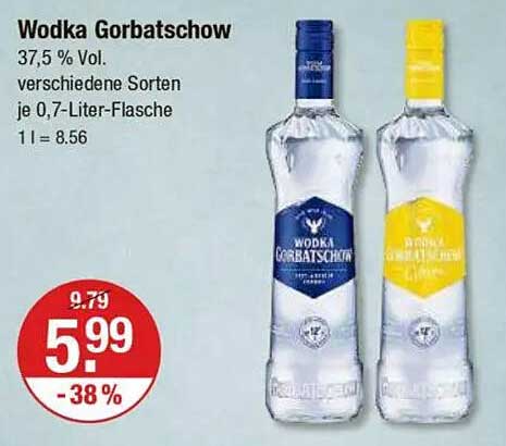 Wodka Gorbatschow 0,7-Liter-Flasche für nur 5,99€!