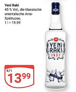 Yeni Raki 0,7 l - Die klassische orientalische Anis-Spirituose