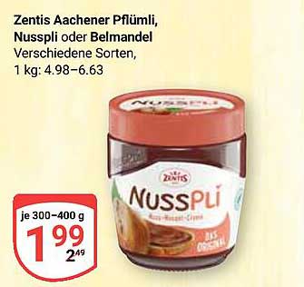 Zentis Aachener Pfälümli, Nusspli oder Belmandel, 300-400 g