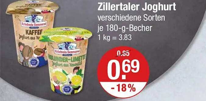 Zillertaler Joghurt verschiedene Sorten je 180-g-Becher