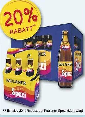 20 % Rabatt auf Paulaner Spezi (Mehrweg)