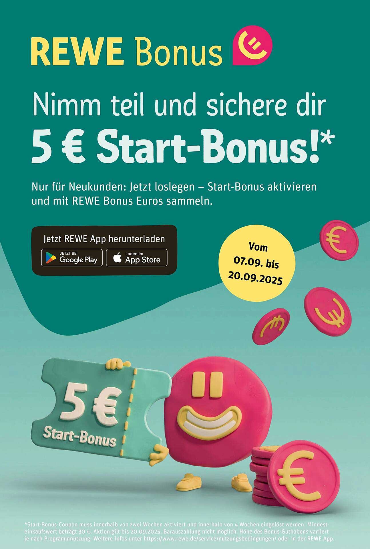 5 € Start-Bonus bei REWE Bonus