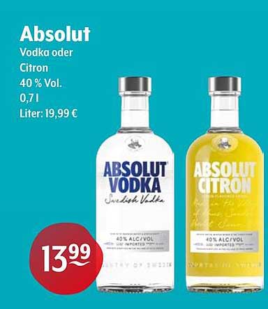 Absolut Vodka oder Citron 0,7L