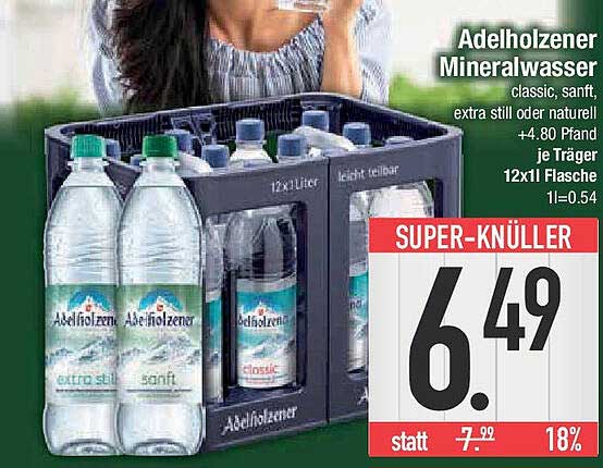 Adelholzener Mineralwasser 12x1,0L - Super Knüller