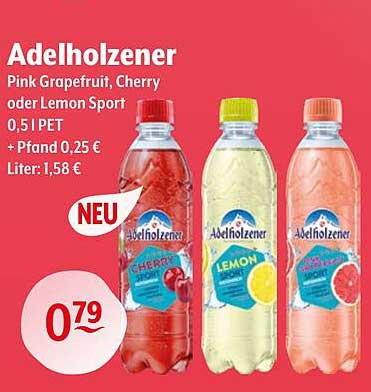 Adelholzener Pink Grapefruit, Cherry oder Lemon Sport 0,5 l PET