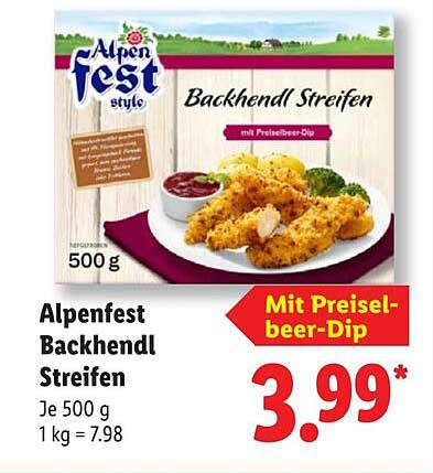 Alpenfest Backhendl Streifen mit Preiselbeer-Dip