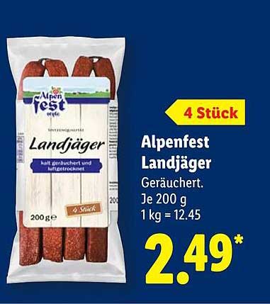 Alpenfest Landjäger - 4 Stück, geräuchert und luftgetrocknet
