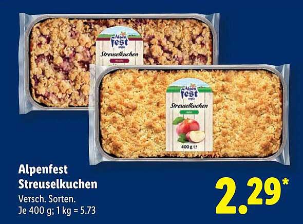 Alpenfest Streuselkuchen - Verschiedene Sorten
