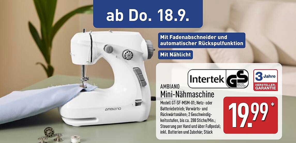 AMBIANO Mini-Nähmaschine