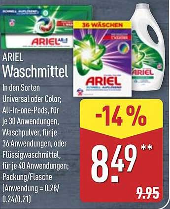 ARIEL Waschmittel für strahlende Wäsche