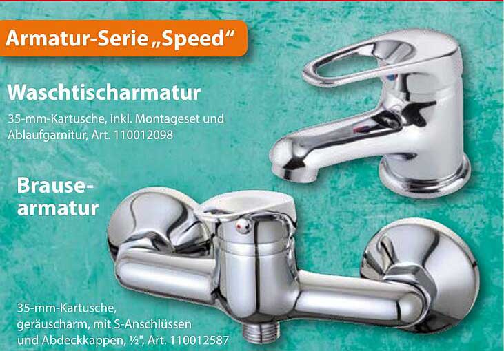 Armatur-Serie „Speed“ – Waschtischarmatur und Brausearmatur