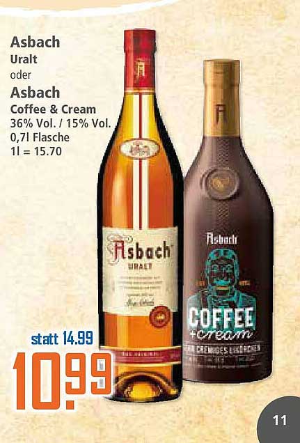 Asbach Uralt oder Asbach Coffee & Cream 0,7 l Flasche