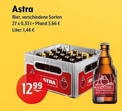 Astra Bier, verschiedene Sorten – 27 x 0,33 l für nur 12,99 €