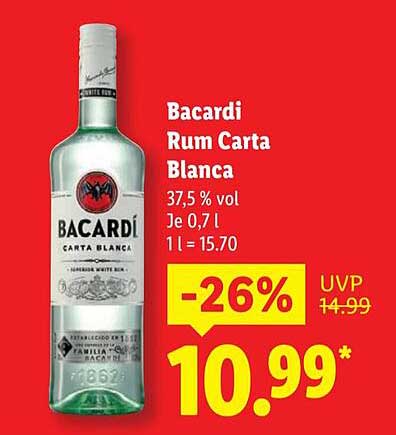 Bacardi Rum Carta Blanca 0,7 l