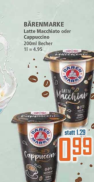 BÄRENMARKE Latte Macchiato oder Cappuccino 200ml Becher