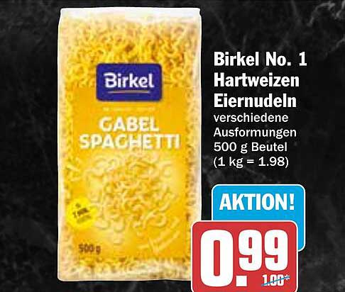 Birkel No. 1 Hartweizen Eiernudeln Gabel Spaghetti 500 g Beutel