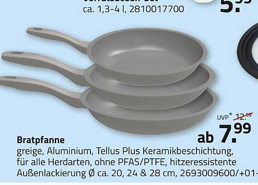 Bratpfanne greige, Aluminium, Tellus Plus Keramikbeschichtung