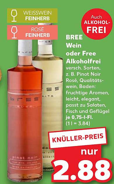 BREE Wein oder Free Alkoholfrei – viel Geschmack zum kleinen Preis