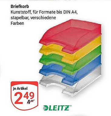 Briefkorb aus Kunststoff, stapelbar, verschiedene Farben