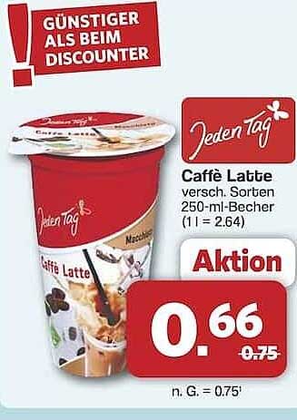 Caffè Latte verschiedene Sorten 250-ml-Becher