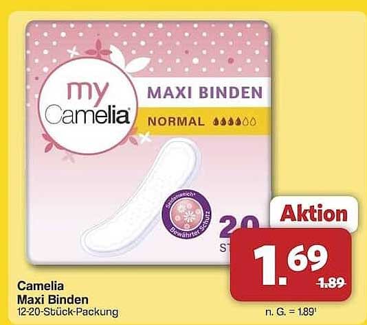 Camelia Maxi Binden 12-20 Stück-Packung