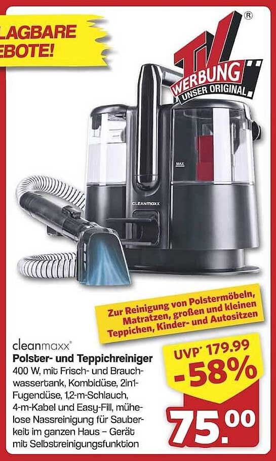 cleanmaxx Polster- und Teppichreiniger 400 W