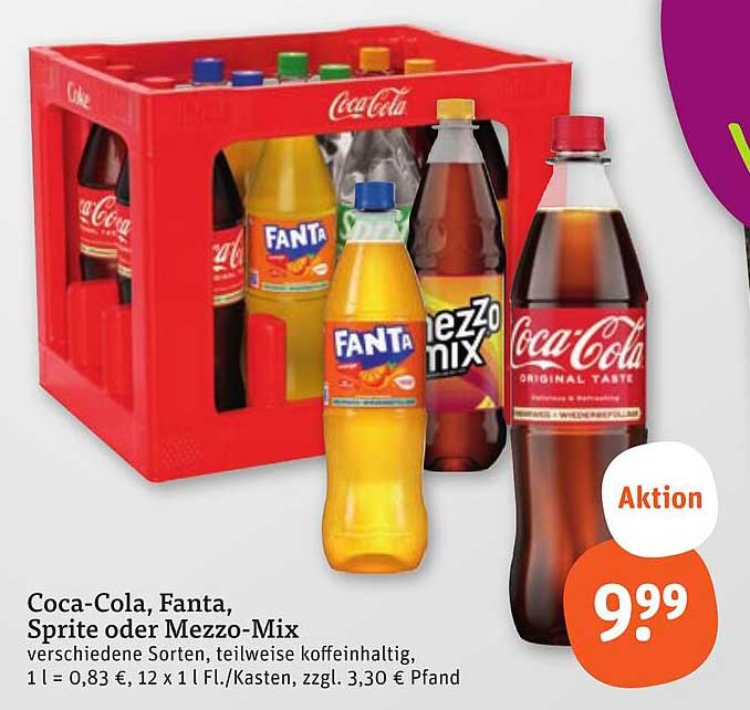 Coca-Cola, Fanta, Sprite oder Mezzo-Mix Kasten