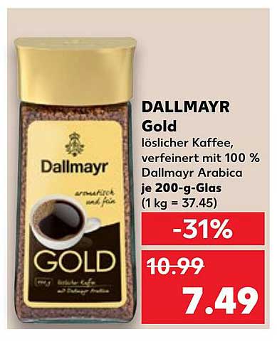 Dallmayr Gold – löslicher Kaffee, verfeinert mit 100 % Dallmayr Arabica