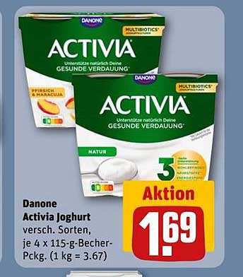 Danone Activia Joghurt, verschiedene Sorten 4 x 115-g-Becher-Packung
