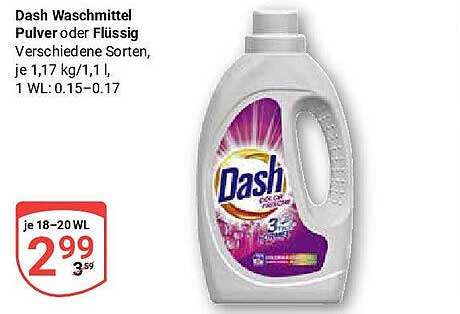 Dash Waschmittel Pulver oder Flüssig - verschiedene Sorten