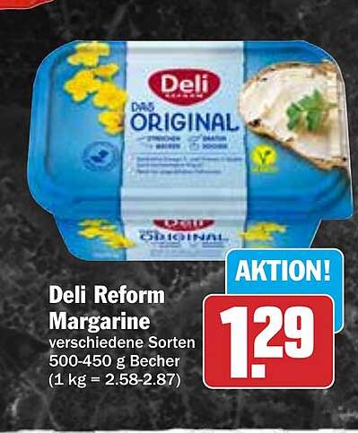 Deli Reform Margarine verschiedene Sorten 500-450 g Becher