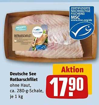 Deutsche See Rotbarschfilet ohne Haut, ca. 280-g-Schale, je 1 kg