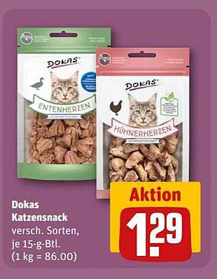 Dokas Katzensnack - Entenherzen und Hühnherzen 15-g-Btl.