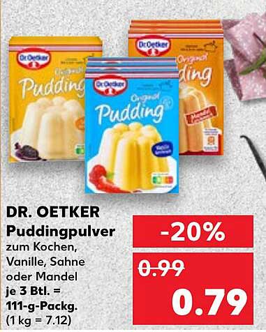 DR. OETKER Puddingpulver zum Kochen, Vanille, Sahne oder Mandel