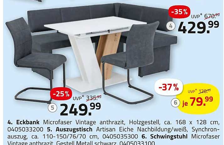Eckbank Microfaser Vintage anthrazit