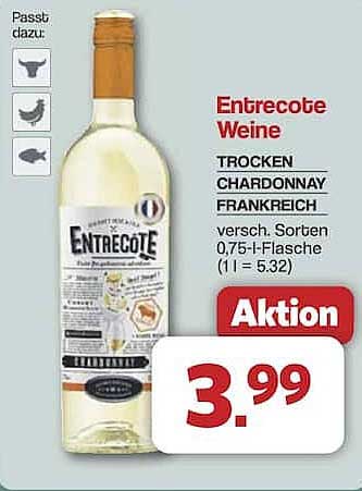Entrecote Weine - Trocken Chardonnay aus Frankreich