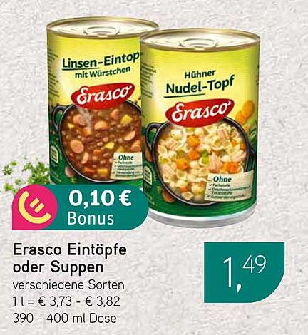 Erasco Eintöpfe oder Suppen - verschiedene Sorten